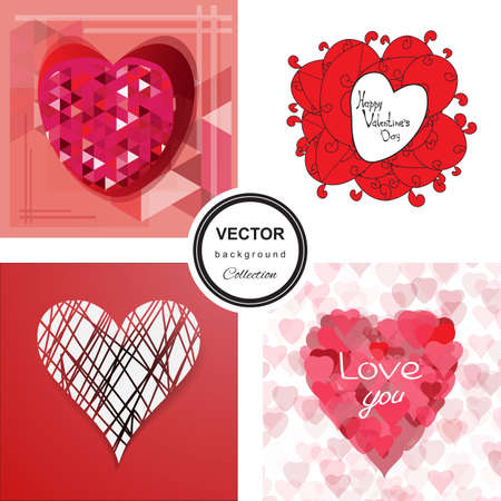 Hand sketched heart , badge, icon, postcard, card, invitation, banner template. Vector romantic backgroundのイラスト素材
