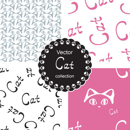 Cat seamless pattern collection.のイラスト素材