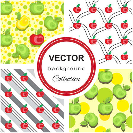 Seamless apple background pattern colection for advertising, design, web, tissue, packagingのイラスト素材