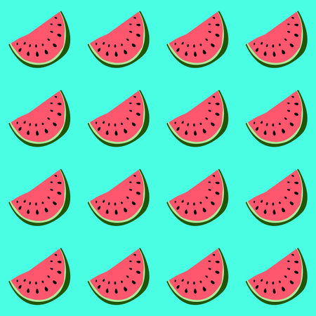 Hand drawn vector seamless pattern of watermelon
