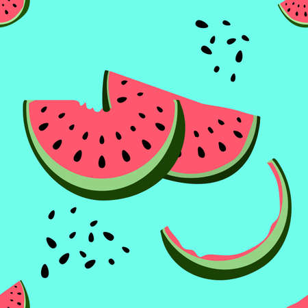 Hand drawn vector seamless pattern of watermelonのイラスト素材