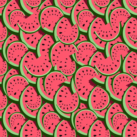 Hand drawn vector seamless pattern of watermelonのイラスト素材