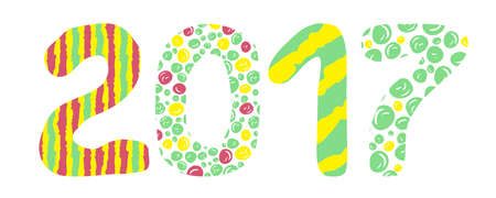 Happy new year 2017 Text. Hand Drawn Design vectorのイラスト素材