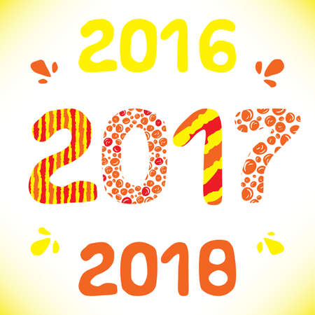 Happy new year 2017 Text. Hand Drawn Design vectorのイラスト素材