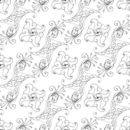 Seamless Hand Drawn Flower Pattern. Spring or Summer Floral Backgroundのイラスト素材