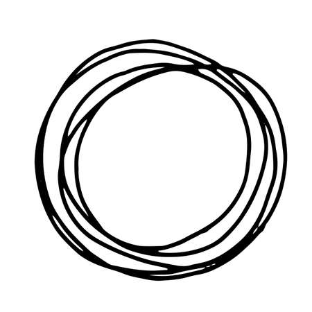 Pencil Doodle Border Template. Hand Drawn Scribble Circle Frameのイラスト素材