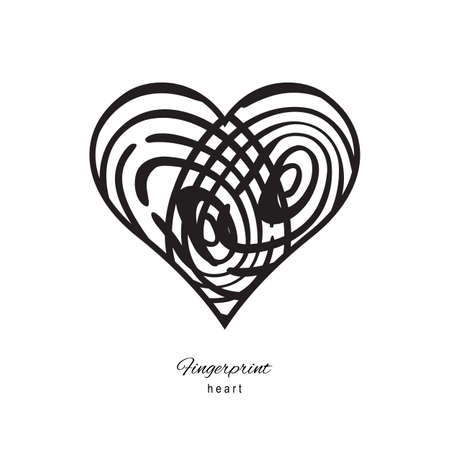 Fingerprint heart icon isolated on white backgroundのイラスト素材