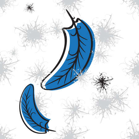 Hand Drawn Falling Feather Seamless Pattern. Delicate and airy background with down and feathersのイラスト素材