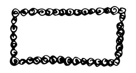 Hand drawn rectangle frame. Cartoon vector square border. Pencil effect shape isolated.のイラスト素材