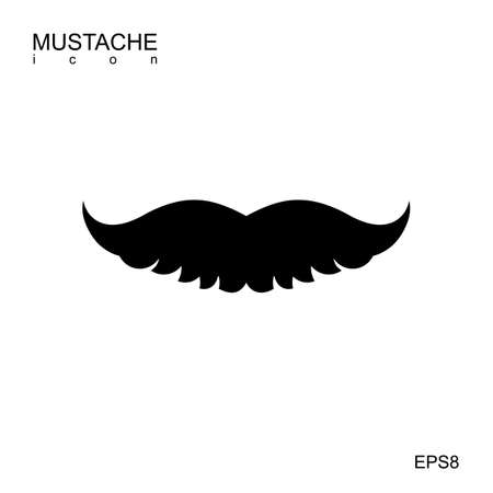 Black vector mustache icon isolated on white. Cartoon barber silhouette hairstyleのイラスト素材