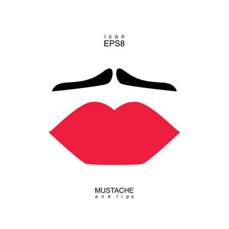 Ladies and gentlemen icon isolated. Lips and mustaches vector shape. Transgender transsexual image.のイラスト素材