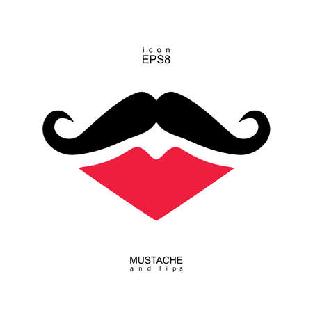 Ladies and gentlemen icon isolated. Lips and mustaches vector shape. Transgender transsexual image.のイラスト素材