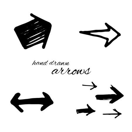 Doodle vector arrows set isolated. Hand drawn collection for designのイラスト素材