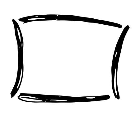 Hand drawn rectangle frame. Cartoon vector square border. Pencil effect shape isolated.のイラスト素材