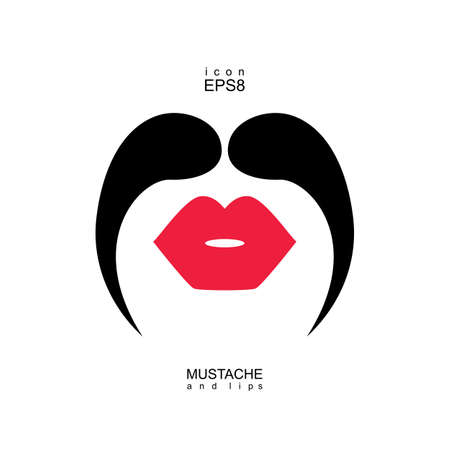 Ladies and gentlemen icon isolated. Lips and mustaches vector shape. Transvestite transsexual image.のイラスト素材