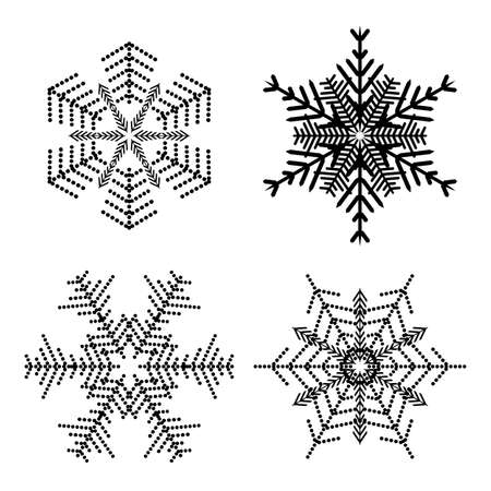 Snowflake simple icon set isolated on white background for winter design and decorationのイラスト素材