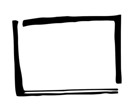 Hand drawn rectangle frame. Cartoon vector square border. Pencil effect shape isolated.のイラスト素材