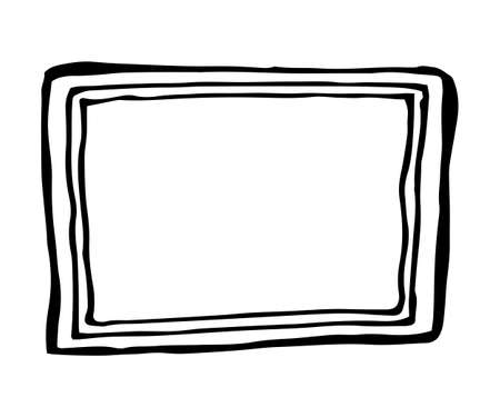 Hand drawn rectangle frame. Cartoon vector square border. Pencil effect shape isolated.のイラスト素材