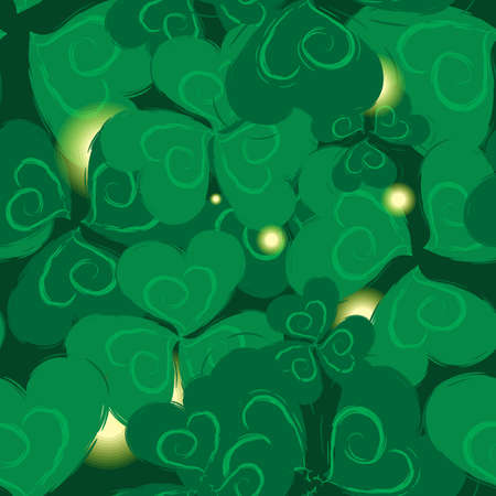 Shamrock  Seamless Pattern for St. Patrick Day. Trefoil Green Backgroundのイラスト素材