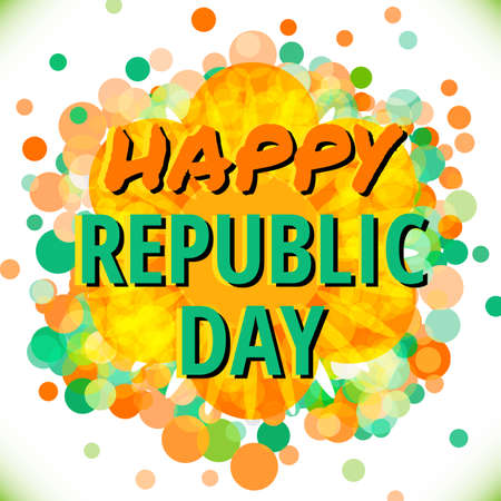 Indian Republic Day 26 January Concept on Colorful Confetti Background and Wheel of Samsaraのイラスト素材