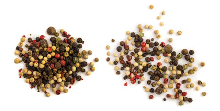 Heap of dry pepper mix isolated on white background