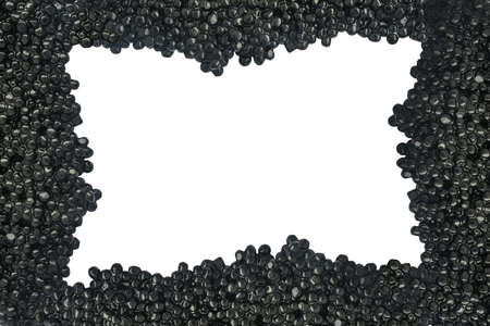 Frame of black caviare isolated on white background. Top viewの写真素材