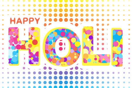 Greeting Card for Happy Holi Spring Festival with Sample Text. llustration of Colorful Gulaal or Powder Colorのイラスト素材