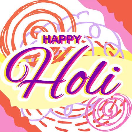 Greeting Card for Happy Holi Spring Festival with Sample Text. llustration of Colorful Gulaal or Powder Colorのイラスト素材