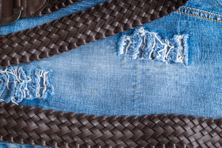 Blue Jeans and Stitches Texture. Denim Background with Seamの写真素材