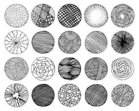 Set Of Pencil Doodle Borders. Hand Drawn Scribble Circle Frames Collectionの写真素材