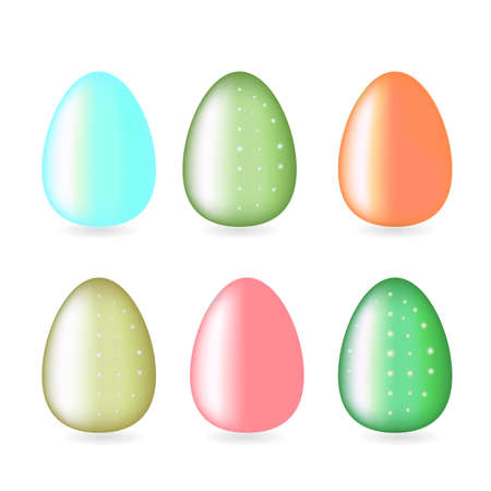 Set or Collection of Vector Easter Eggs Isolated on Whiteのイラスト素材