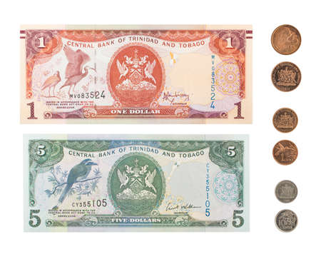 Trinidad and Tobago Banknotes Isolated on White Backgroundの写真素材