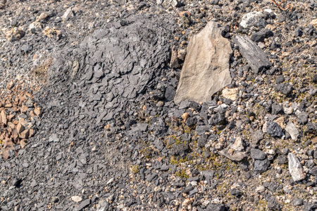 Multicolored Texture of Burnt Coal Slag Stones. Gravel Backgroundの写真素材