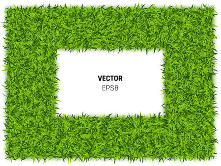 Green Grass Rectangle Background. Eco Home Concept. 3d Vector Illustrationのイラスト素材