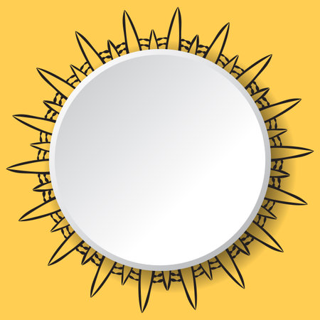 Vector Flower Mandala with Place for Text. Black and White Moroccan, Spain, Turkish, Pakistan, Ottoman Pattern Isolatedのイラスト素材