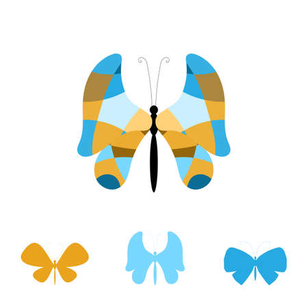 Summer Collection of Colorful Butterfly Icons. Set of Beautiful Insects Isolated on White Background. Vector Illustrationのイラスト素材