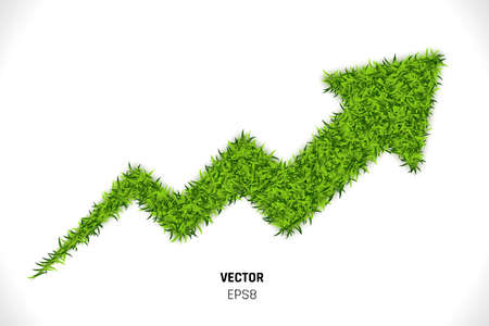 Green Grass Arrow on White Background. 3D Vector Illustrationのイラスト素材