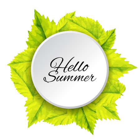 Phrase Hello Summer Vector Illustration. Happy Season Background for Designのイラスト素材