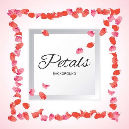 Pink Flying Petals Background. Festive Summer Floral Texture. Vector Illustrationのイラスト素材