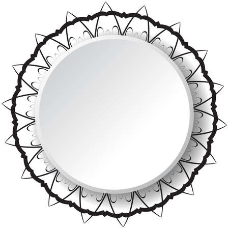 Vector Flower Mandala with Place for Text. Black and White Moroccan, Spain, Turkish, Pakistan, Ottoman Pattern Isolatedのイラスト素材