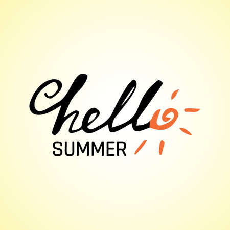 Phrase Hello Summer Vector Illustration. Happy Season Background for Designのイラスト素材