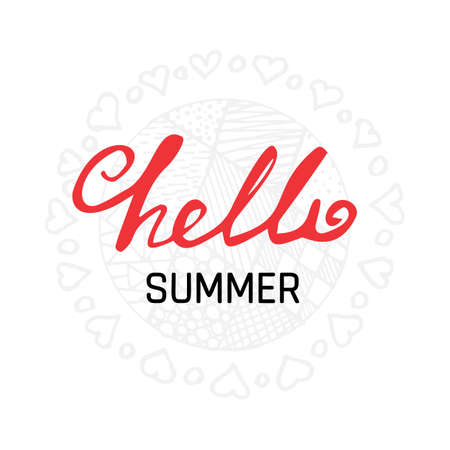 Phrase Hello Summer Vector Illustration. Happy Season Background for Designのイラスト素材
