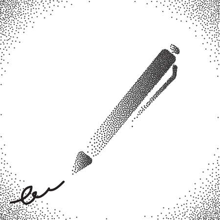 Halftone Vectior Pen. Black and White Stipple Illustration for Web, Business, Advertising, Designのイラスト素材
