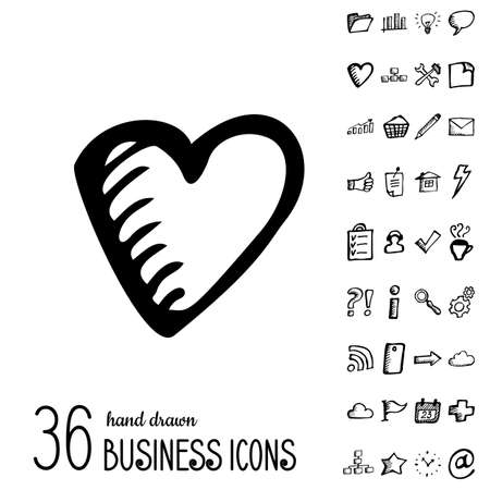 Set of Vector Business Icons in Doodle Style. Hand Drawn Finance Symbols. Sketched Infographic Elementsのイラスト素材