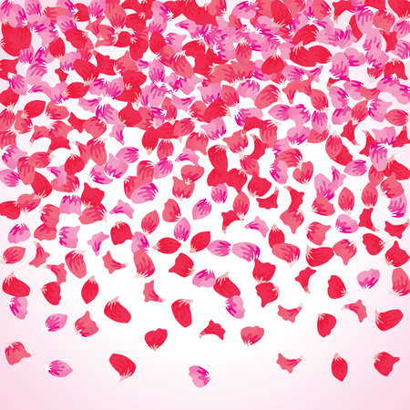 Pink Flying Petals Background. Festive Summer Floral Texture. Vector Illustrationのイラスト素材
