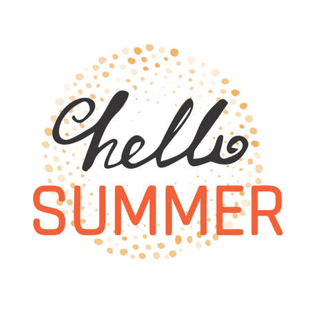 Phrase Hello Summer Vector Illustration. Happy Season Background for Designのイラスト素材