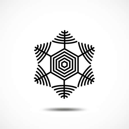Snowflake Vector Icon Isolated. Black Frozt Symbol on White Background. Icy Snow Element for Winter Designのイラスト素材