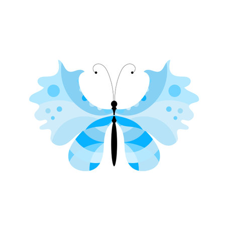 Blue Summer Butterfly. Beautiful Insect Isolated on White Background. Vector Illustrationのイラスト素材