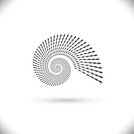Abstract monochrome swirl or spiral form made with dotsのイラスト素材