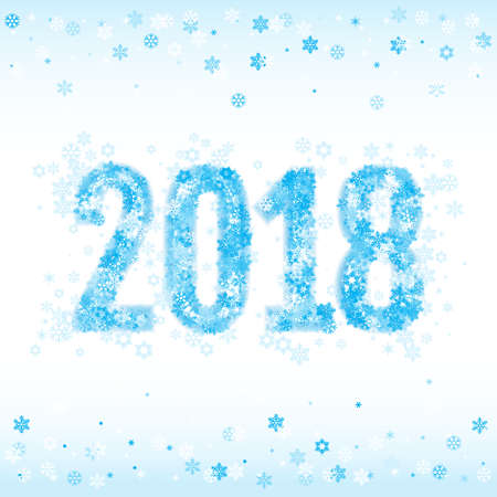 Vector 2018 New Year or Christmas design with snowflakesのイラスト素材